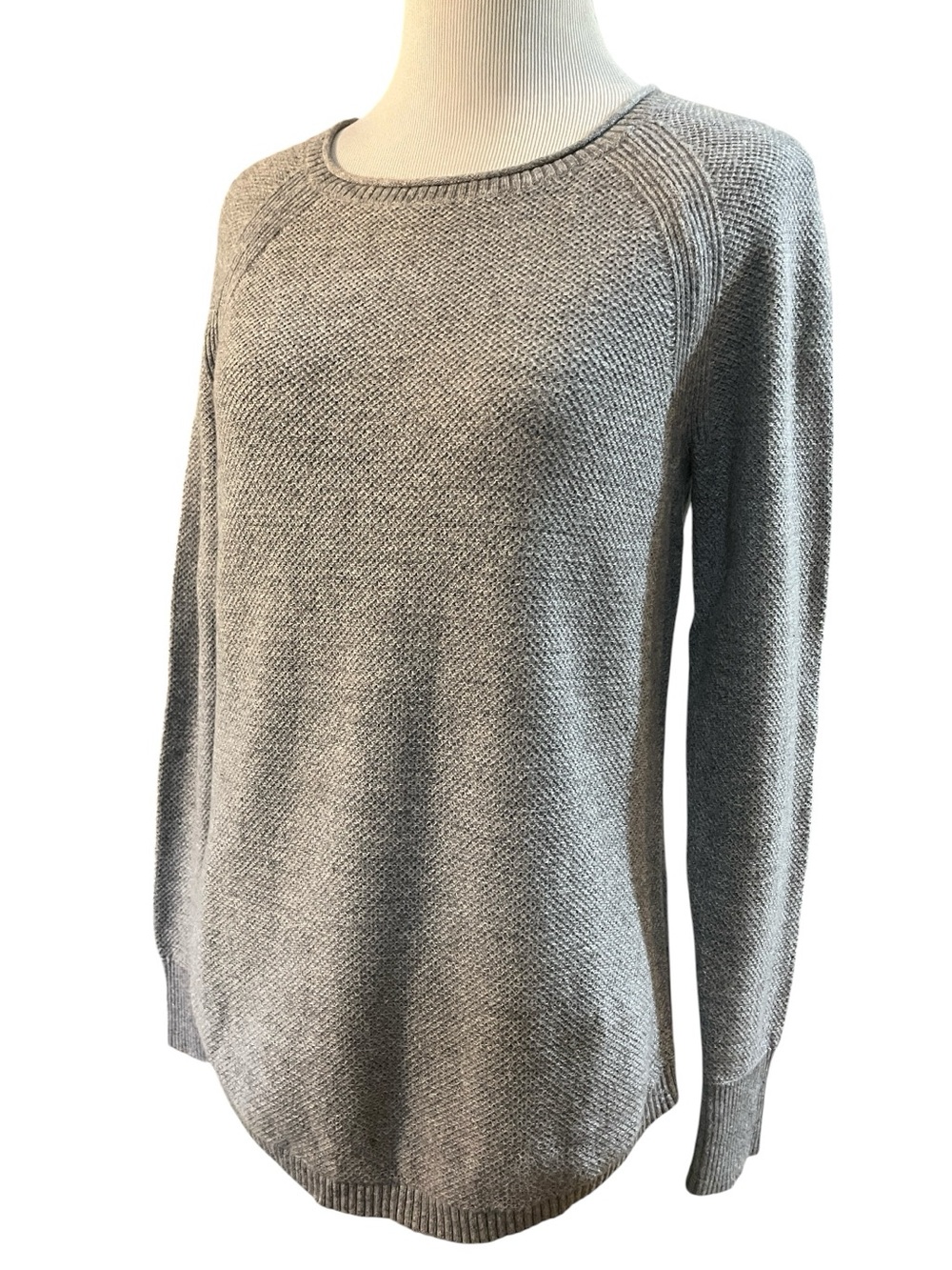 LL BEAN LIGHTWEIGHT SUNWASHED TEXTURED COTTON KNIT SWEATER GRAY SIZE XS PETITE